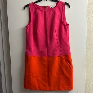 LOFT Colorblock Pink and Orange Dress